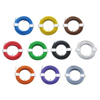 10 x 10m Ring Miniaturkabel Litze flexibel LIY 0,14mm² - Set