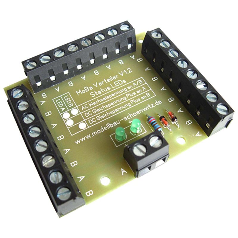 MoBa Stromverteiler SV 1.2 Für Gleich- & Wechselstrom – 8A, 24V, Mit Status-LED